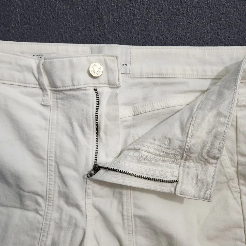 WHBM Jeans Women 6 White High Rise Straight Leg Cargo